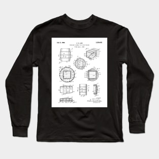 Whisky Barrel Patent - Whisky Art - Black And White Long Sleeve T-Shirt